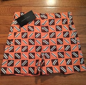 NWT Zara orange geo print high waisted shorts